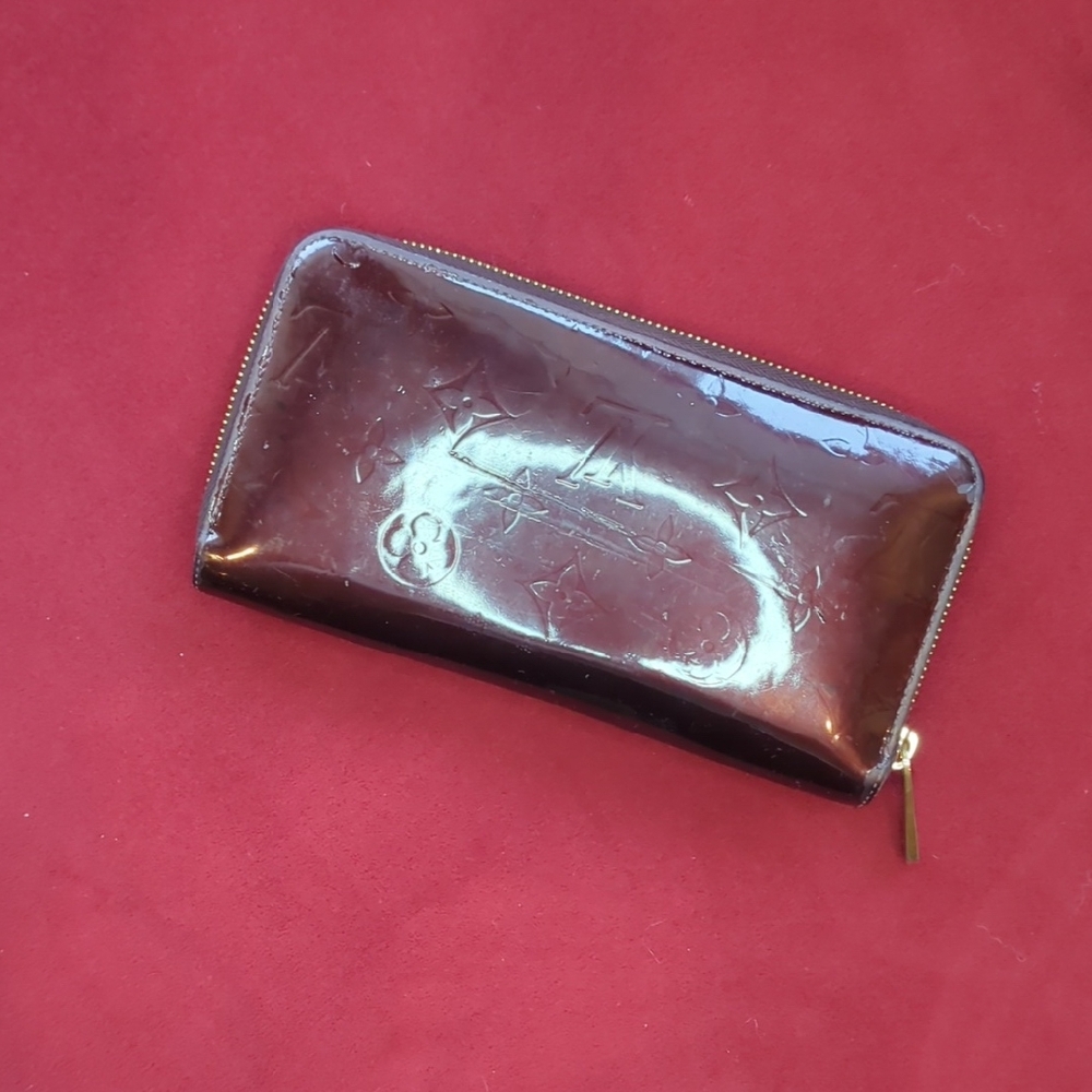 Brown Embossed Zip Wallet